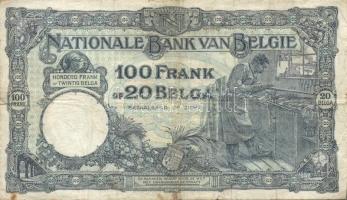 Belgium 1928.06.08. 100Fr/20B T:III/IV + 1930.07.02. 100Fr/20B T:III