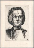 Würtz Ádám (1927-1994): Tessedik Sámuel portréja. Rézkarc, papír, jelzett a karcon. Kartonra kasírozva. Kissé foltos. 29×19,5 cm