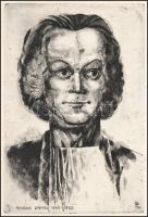 Würtz Ádám (1927-1994): Tessedik Sámuel portréja. Rézkarc, papír, jelzett a karcon. Kartonra kasíroz...