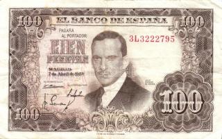 Spanyolország 1953.04.7. 100P T:II/III