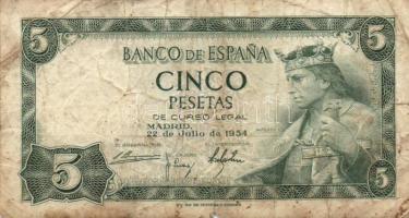 Spanyolország 1953.04.7. 100P + 1954.07.22. 5P T:III