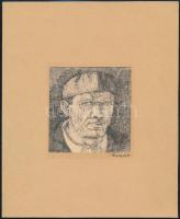 Bencze László (1907-1992): Portré, 1950. Tus, papír, jelzett a paszpartun, 10×9,5 cm