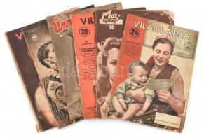 1938-1939 6 db régi képes újság (Tolnai Világlapja, Ünnep, Mozi újság), II. világháborús hírekkel és fotókkal, vegyes állapotban