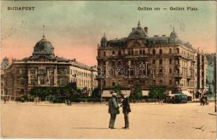 1911 Budapest XI. Gellért tér, M. kir. József Műegyetem, Wellish Sándor és Gyula háza, villamos