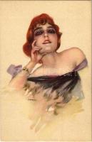 Italian lady art postcard. 152-5. artist signed