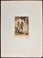 Rembrandt van Rijn (1606-1669) után: Ádám és Éva. Heliogravűr, papír. Jelzett a nyomaton. Papírra kasírozva. 16x11,5 cm