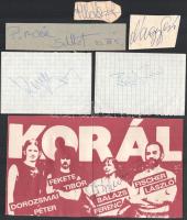 Magyar együttesek és zenészek aláírásai nyomtatványokon, kivágásokon, papírlapokon (P. Mobil, Bródy ...