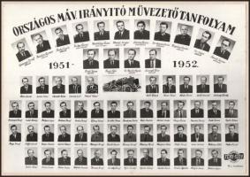 1952 Országos MÁV irányító művezető tanfolyam, tablófotó, kartonra kasírozva, 23x16 cm