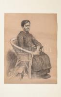 Szende Dezső (1887-): Portré. Szén, fedőfehér, papír, jelzett, hajtásnyomokkal, paszpartuban. 48,5x39 cm.