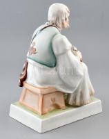 Zsolnay porcelán szalonnázó paraszt, kézzel festett, jelzett, hibátlan, m: 35 cm