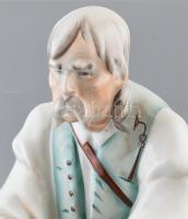 Zsolnay porcelán szalonnázó paraszt, kézzel festett, jelzett, hibátlan, m: 35 cm