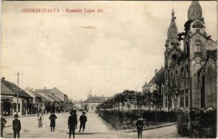 1916 Budapest XX. Pestszenterzsébet, Pesterzsébet, Erzsébetfalva; Kossuth Lajos tér, Schwartz Henrik üzlete, Városháza