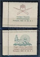 1933 Polgári Lövészegyesületek országos céllövő bajnoksága 2 klf levélzáró / labels