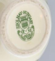 Zsolnay porcelán pillangómintás váza, kézzel festett, jelzett, egészen apró mázhibával, m: 12,5 cm