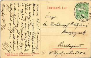 1913 Budapest XXII. Budafok, M. kir. pincemesteri tanfolyam, tiszti lakás, boroshordók az udvaron, C...