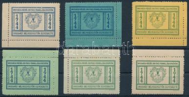 1944 Orosházi Bélyeggyűjtők Egyesülete 6 klf levélzáró / labels