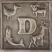 Fém persely, jelzés nélkül, kopásokkal, 7,5x7,5x7,5cm