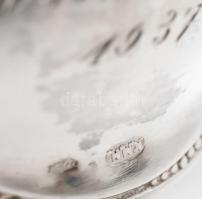 Ezüst (Ag) szalvétatartó, jelzett, vésettel, d:5,5cm, nettó:23g