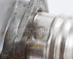 Ezüst (Ag) nyelű kés, jelzett, kopott, vésett monogrammal, h:20cm, bruttó: 323g