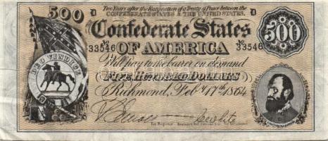 Amerikai Konföderált Államok 1864. 500$ facsimile kiadás T:III