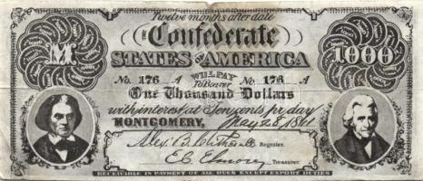 Amerikai Konföderált Államok 1841. 1000$ facsimile kiadás T:III