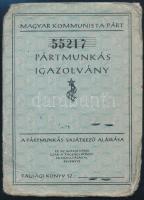 1948 Mikes Lilla színésznő fényképes pártmunkás igazolványa