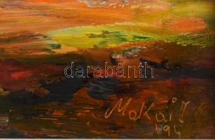 Makai Imre (1957-): Öreg ház. Olaj, farost, jelzett, fakeretben 30×25 cm