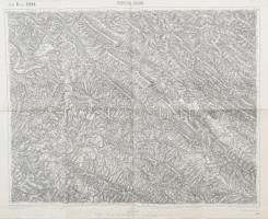cca 1914 Ustrzyki Dolne, Zone 8. Kol. XXVII. / Ustrzyki Dolne és környéke, katonai térkép, 1 : 75.000, hajtva, 54x42,5 cm
