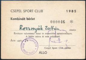 1985 Csepel Sport Club éves bérlete sporteseményekre