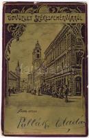 1900 Székesfehérvár, Nádor utca. Eisler Adolf kiadása. Szecessziós fémes hatású fóliás képeslap. Art Nouveau (szakadás / tear)