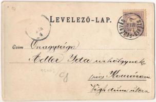 1900 Székesfehérvár, Nádor utca. Eisler Adolf kiadása. Szecessziós fémes hatású fóliás képeslap. Art...