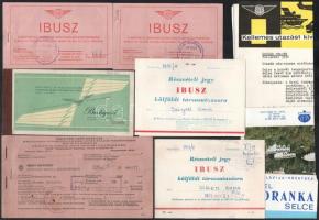cca 1960-1980 MALÉV, MÁV, IBUSZ utazási jegyek, 6 db