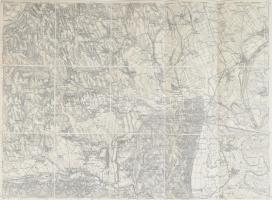 cca 1910-1918 Szegszárd (Szekszárd) és környéke, katonai térkép, 1 : 75.000, vászonra kasírozva, hajtva, szélein körbevágott, 54x38,5 cm