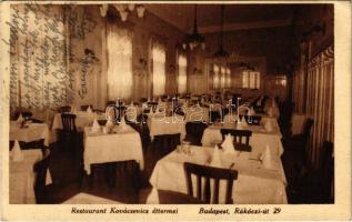 1930 Budapest VIII. Restaurant Kovácsevics étterem, belső. Rákóczi út 29. (EK)