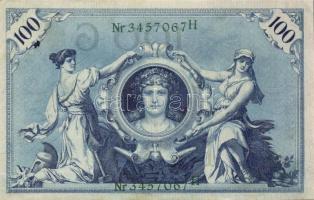 Német Birodalom/Császárság 1908. 100M bal felső értékszám alatt látványos kék festékfolt T:I