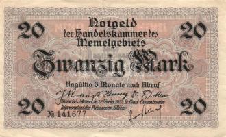 Német Önálló Területek/Memelgebiet 1922. 20M T:III