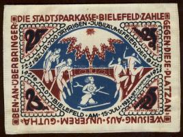Német Birodalom / Weimari Köztársaság / Bielefeld 1921. 25M selyemalapanyagú!(nem papír!) szükségpénz T:I