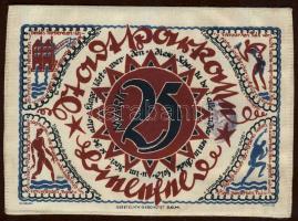 Német Birodalom / Weimari Köztársaság / Bielefeld 1921. 25M selyemalapanyagú!(nem papír!) szükségpén...
