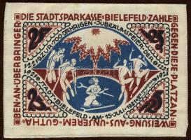 Német Birodalom / Weimari Köztársaság / Bielefeld 1921. 25M selyemalapanyagú!(nem papír!) szükségpénz T:I
