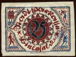 Német Birodalom / Weimari Köztársaság / Bielefeld 1921. 25M selyemalapanyagú!(nem papír!) szükségpén...