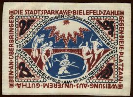 Német Birodalom / Weimari Köztársaság / Bielefeld 1921. 25M selyemalapanyagú!(nem papír!) szükségpénz T:I