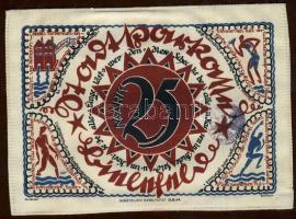 Német Birodalom / Weimari Köztársaság / Bielefeld 1921. 25M selyemalapanyagú!(nem papír!) szükségpén...