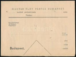 1939 Bp., a Magyar Élet Pártja támogató lapja az 1939. évi országgyűlési választásokra (ajánlás), ki...