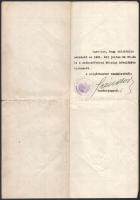 1939 Bp., illetőségi bizonyítvány Grosz Ármin izraelita vallású hivatalnok részére, szárazpecséttel,...