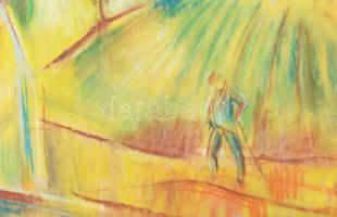 Egry József jelzéssel: Alak. Pasztell, papír. Kissé sérült (hajtásnyomokkal). Paszaprtuban. 43×58,5 ...