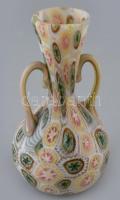 Murano Millefiori vázácska. Anyagában színezett, hibátlan. 12 cm