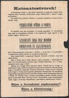 1919 Katonatestvérek! ... Éljen a forradalmi népkormány! Éljen a köztársaság!, az egyik szélén hiánnyal, 29x21 cm