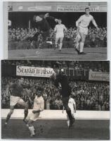 cca 1950-1970 Régi idők magyar labdarúgása, 5 db fotó (közte feliratozott / pecséttel jelzett sajtóf...