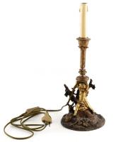 Bronz figurális lámpa, felújításra szorul, m:40cm