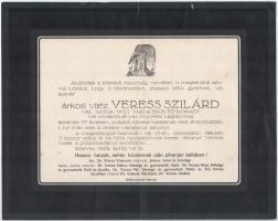 1929 Szarvas, árkosi vitéz Veress Szilárd volt tartalékos főhadnagy halotti értesítője